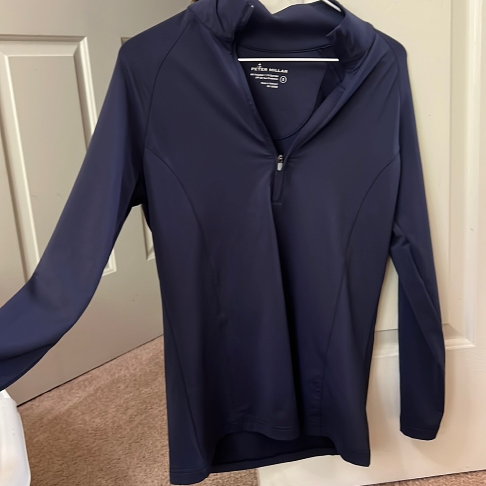 Peter Millar, Size S, Navy Blue, long sleeve active wear. Like new.